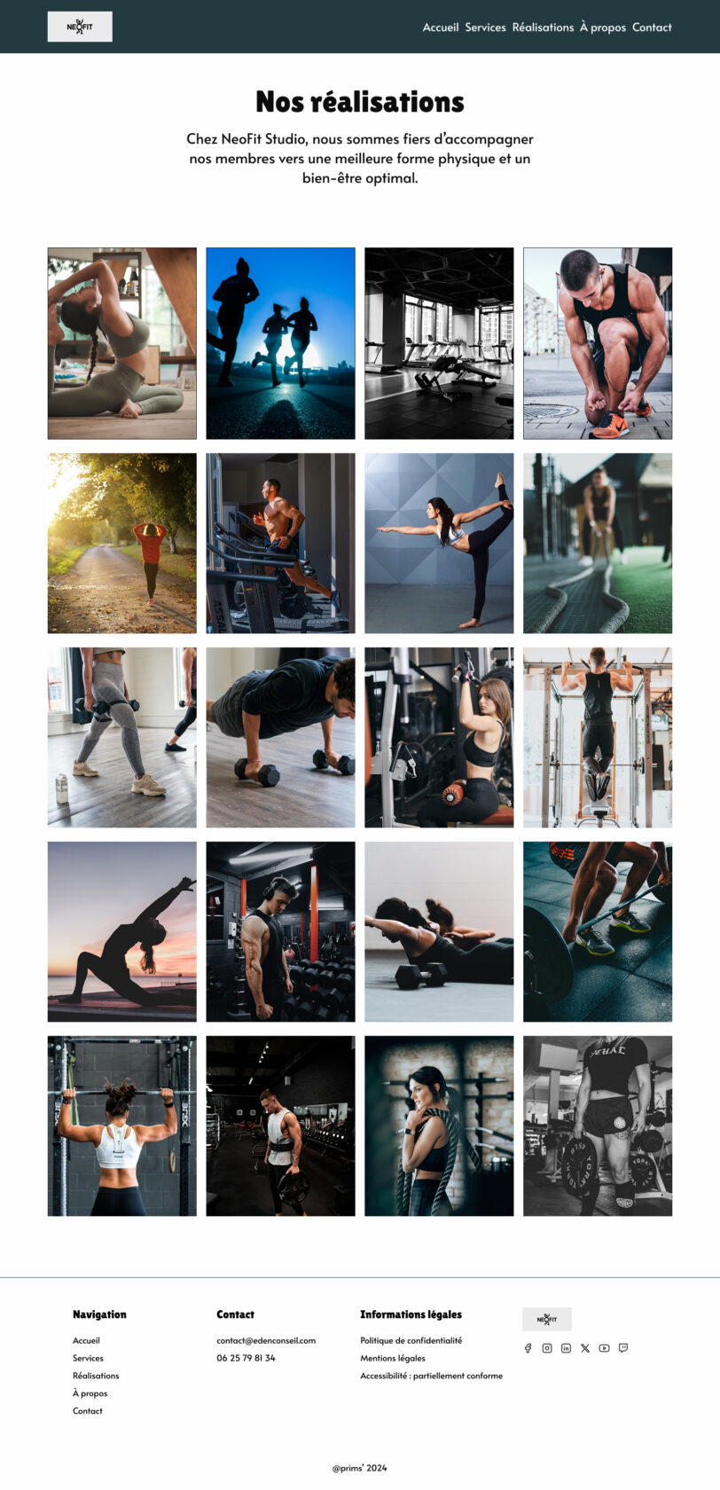 Images variées illustrant l'engagement pour la forme physique et le bien-être.