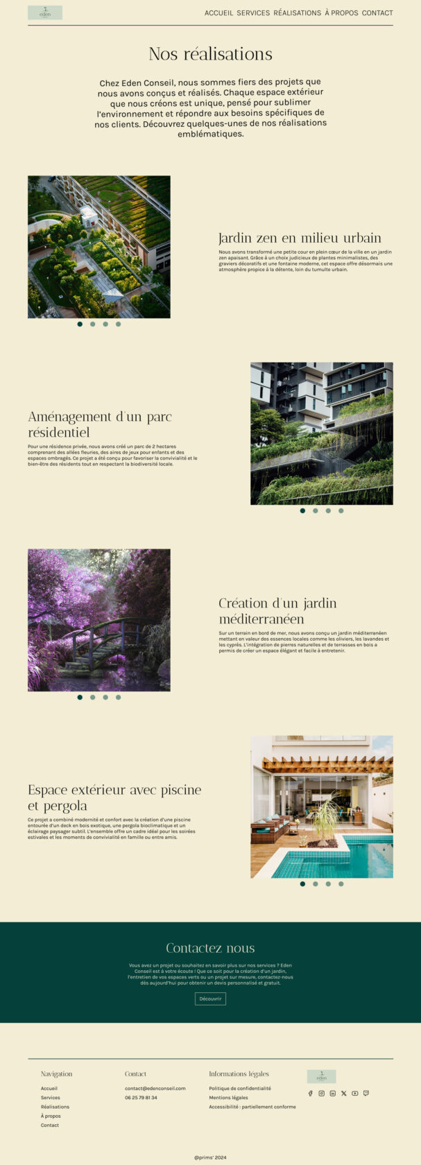 Présentation de projets de jardins et espaces extérieurs réalisés.