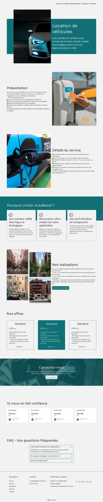 Service de location de véhicules électriques, rapide et écologique.