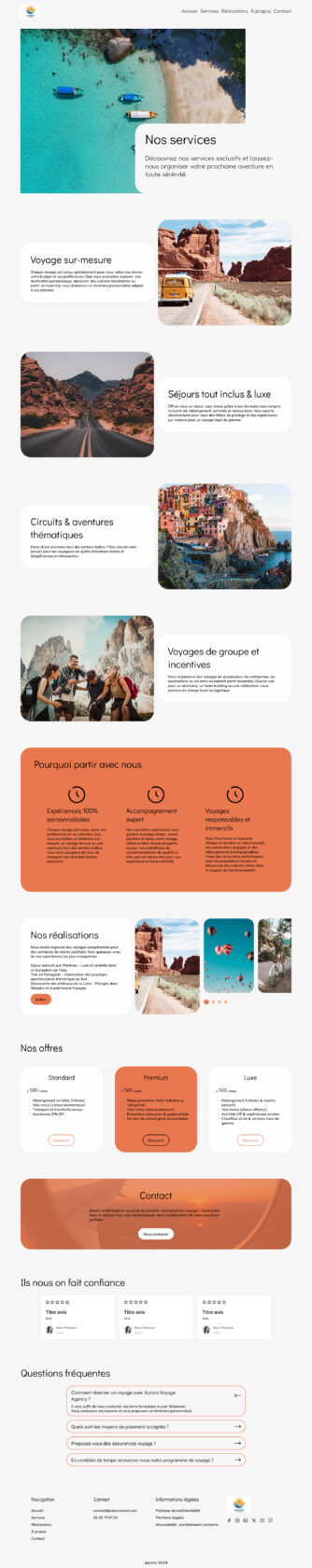 Site de voyages offrant des services personnalisés et luxueux.