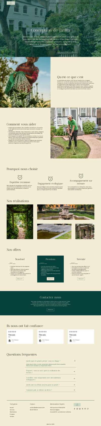 Service de conception de jardins respectueux de l'environnement et personnalisé.